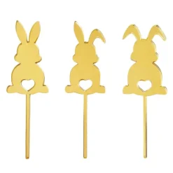 Toppers para tartas dorados conejos de Pascua 8 cm (3)