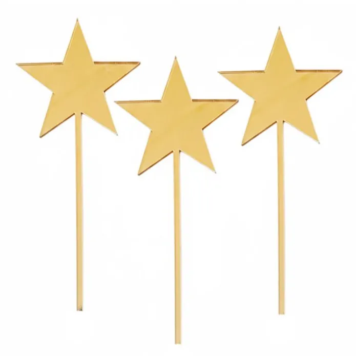 Toppers para tartas dorados Estrellas 6 cm (3)