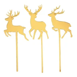 Toppers para tartas dorados renos Navidad 6 cm (3)