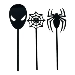 Toppers para tartas negros Spiderman, arañas y telas 6 cm (3)