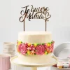 Topper Te quiero mamá con corazón acrílico dorado efecto espejo 15 cm