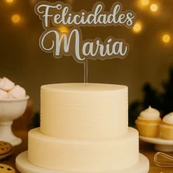 Topper transparente Nombre o Texto Personalizado - 2 líneas