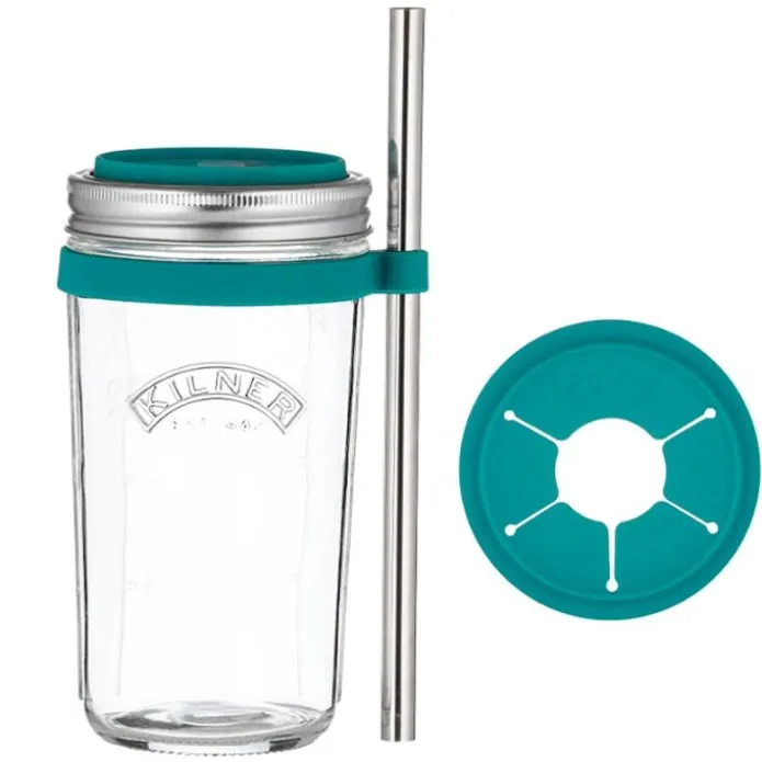 Vaso de cristal para smoothies con pajita y accesorios 500 ml - Kilner