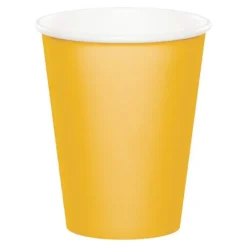Vasos de papel amarillos 250 ml (8) - Conver Party