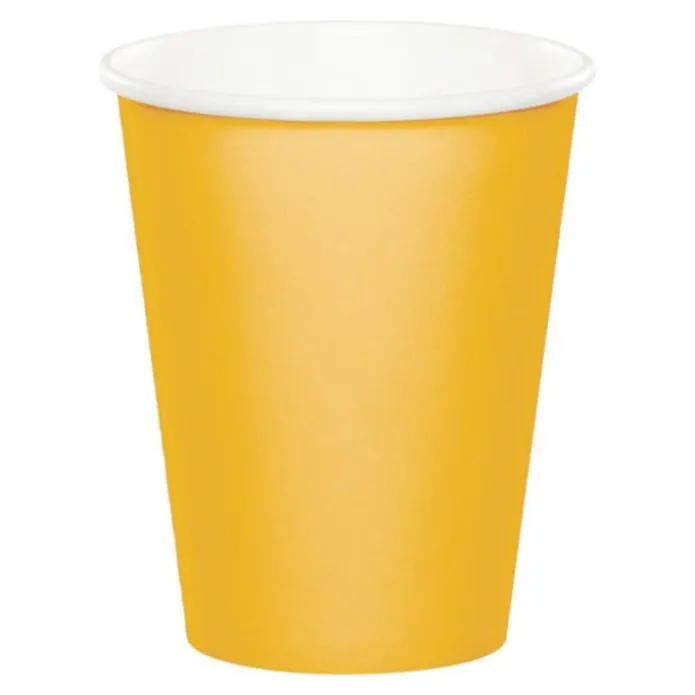 Vasos de papel amarillos 250 ml (8) - Conver Party