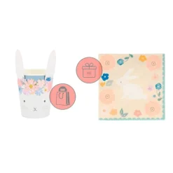 Vasos de papel conejos Pascua 250 ml (8) - Meri Meri + REGALO servilletas