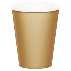 Vasos de papel dorados 250 ml (8) - Conver Party