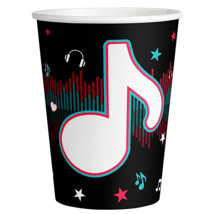 Vasos de papel música Dance Party 250 ml (8) - Conver Creations
