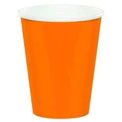 Vasos de papel naranjas 250 ml (8) - Conver Party