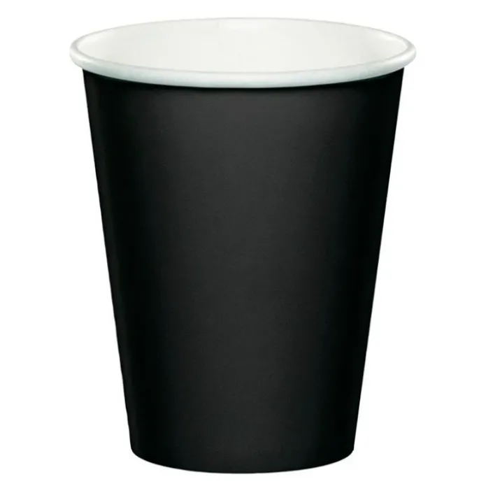 Vasos de papel negros 250 ml (8) - Conver Party