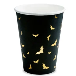 Vasos de papel negros murciélagos dorados 220 ml (6) - PartyDeco