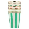 Vasos de papel rayas de colores Navidad 250 ml (8) - Meri Meri