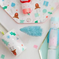 Vasos de papel renos y adornos Navidad 250 ml (8) - Meri Meri