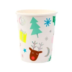 Vasos de papel renos y adornos Navidad 250 ml (8) - Meri Meri