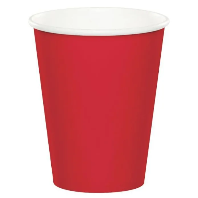 Vasos de papel rojos 250 ml (8) - Conver Party