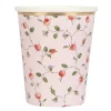 Vasos de papel rosas flores 250 ml (8) - Meri Meri