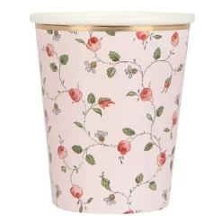 Vasos de papel rosas flores 250 ml (8) - Meri Meri