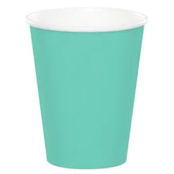 Vasos de papel verde menta 250 ml (8) - Conver Party