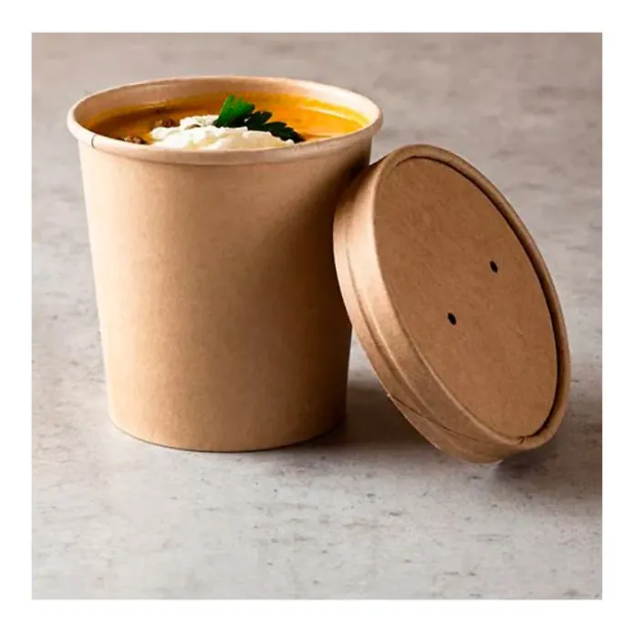Vasos o cajas de cartón kraft con tapa 470 ml (25)