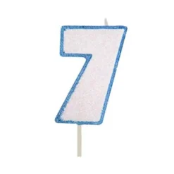 Vela azul con purpurina número 7 - Modecor
