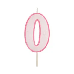 Vela rosa con purpurina número 0 - Modecor