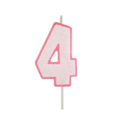 Vela rosa con purpurina número 4 - Modecor