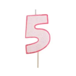 Vela rosa con purpurina número 5 - Modecor
