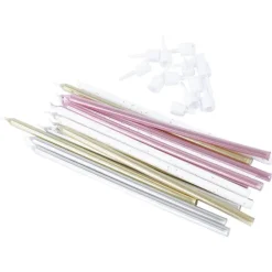 Velas largas blancas, rosas, doradas y plateadas (16) - PME