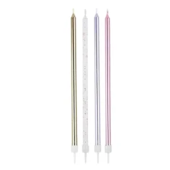Velas largas blancas, rosas, doradas y plateadas (16) - PME