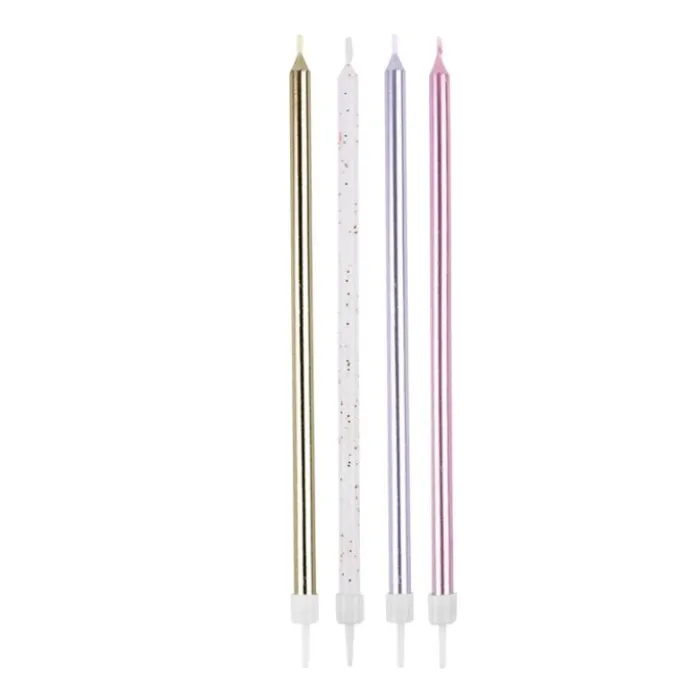 Velas largas blancas, rosas, doradas y plateadas (16) - PME