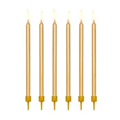 Velas largas doradas (12) - PartyDeco