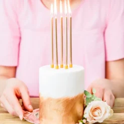 Velas largas doradas (12) - PartyDeco