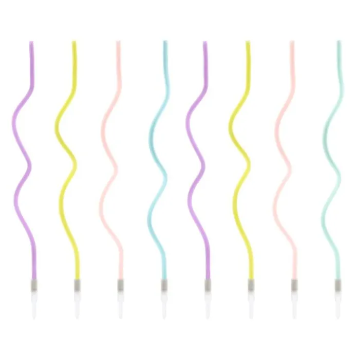 Velas largas onduladas colores pastel (8) - PartyDeco
