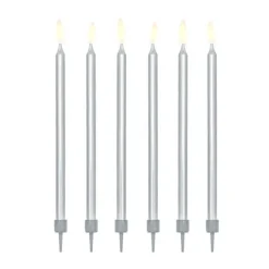 Velas largas plateadas (12) - PartyDeco