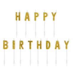 Velas letras con purpurina dorada Happy Birthday (13) - PartyDeco