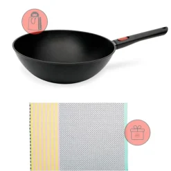 Wok antiadherente Saphir Eco Lite Inducción 30 cm - Aluminio fundido - Woll + REGALO paño